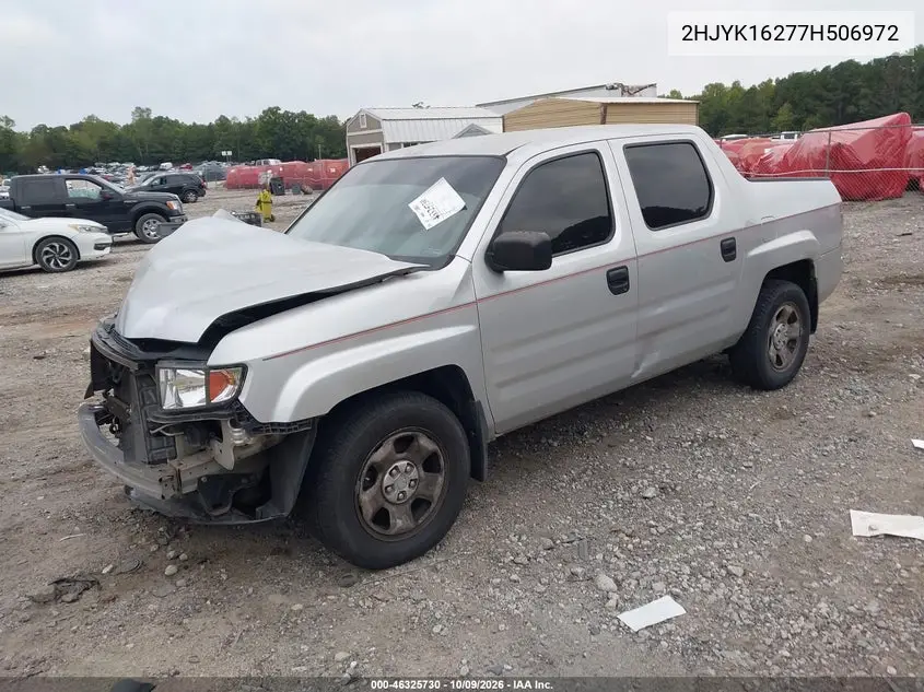 2007 HONDA RIDGELINE VIN 2HJYK16277H506972 — фото 2
