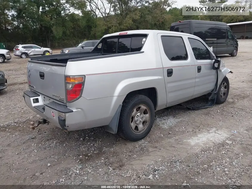 2007 HONDA RIDGELINE VIN 2HJYK16277H506972 — фото 4
