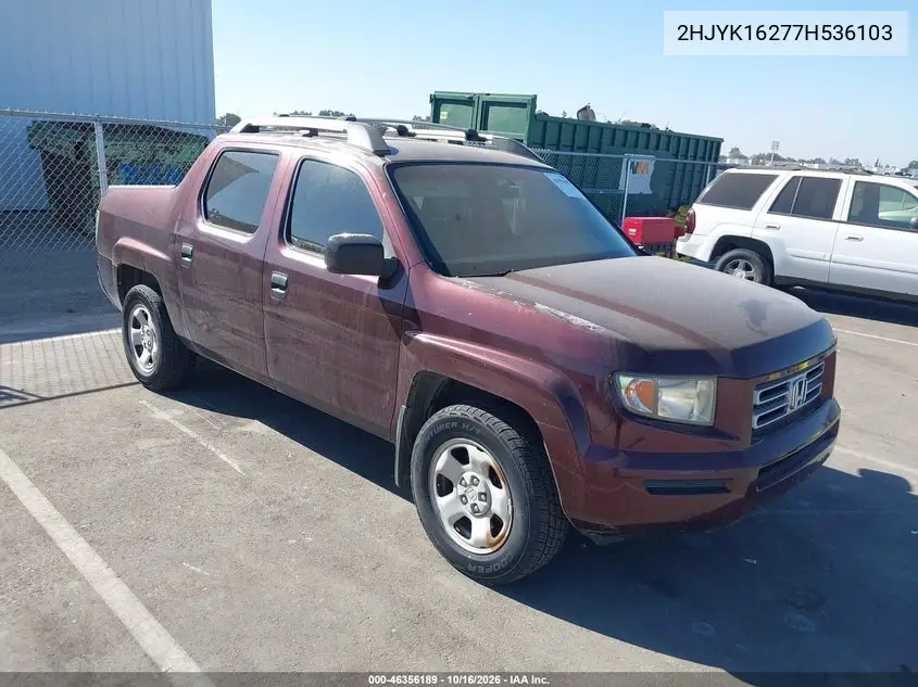 HONDA RIDGELINE 2007, VIN 2HJYK16277H536103