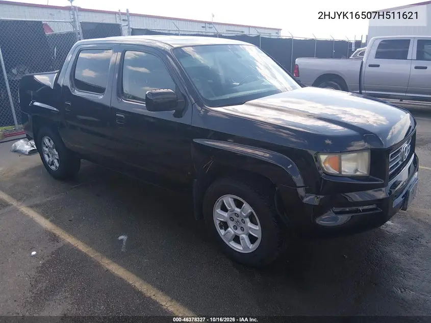 HONDA RIDGELINE 2007, VIN 2HJYK16507H511621