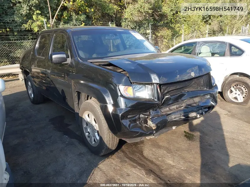 HONDA RIDGELINE 2008, VIN 2HJYK16598H541749