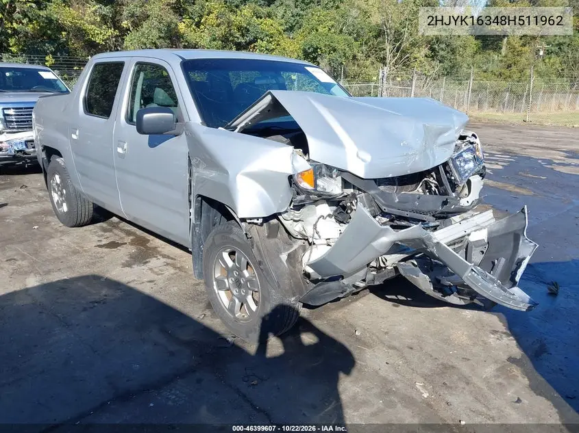 HONDA RIDGELINE 2008, VIN 2HJYK16348H511962