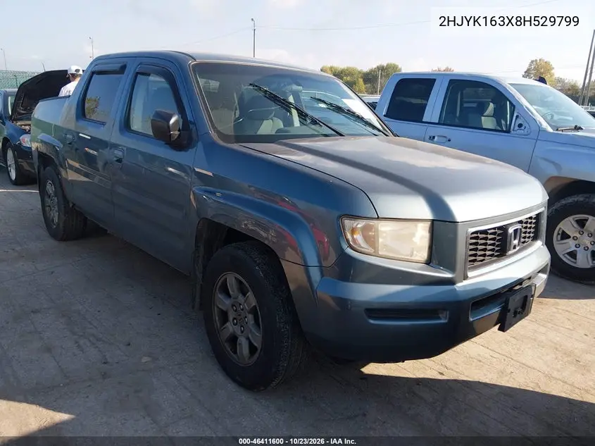 HONDA RIDGELINE 2008, VIN 2HJYK163X8H529799
