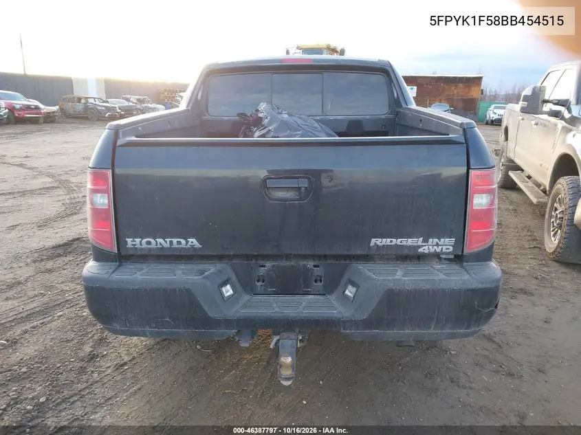 2011 HONDA RIDGELINE VIN 5FPYK1F58BB454515 — фото 15
