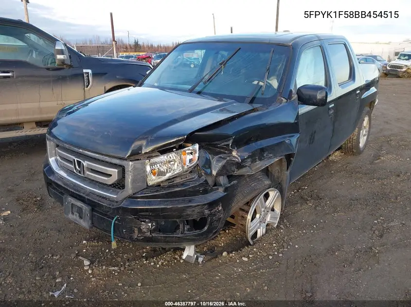2011 HONDA RIDGELINE VIN 5FPYK1F58BB454515 — фото 2