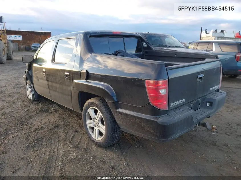 2011 HONDA RIDGELINE VIN 5FPYK1F58BB454515 — фото 3