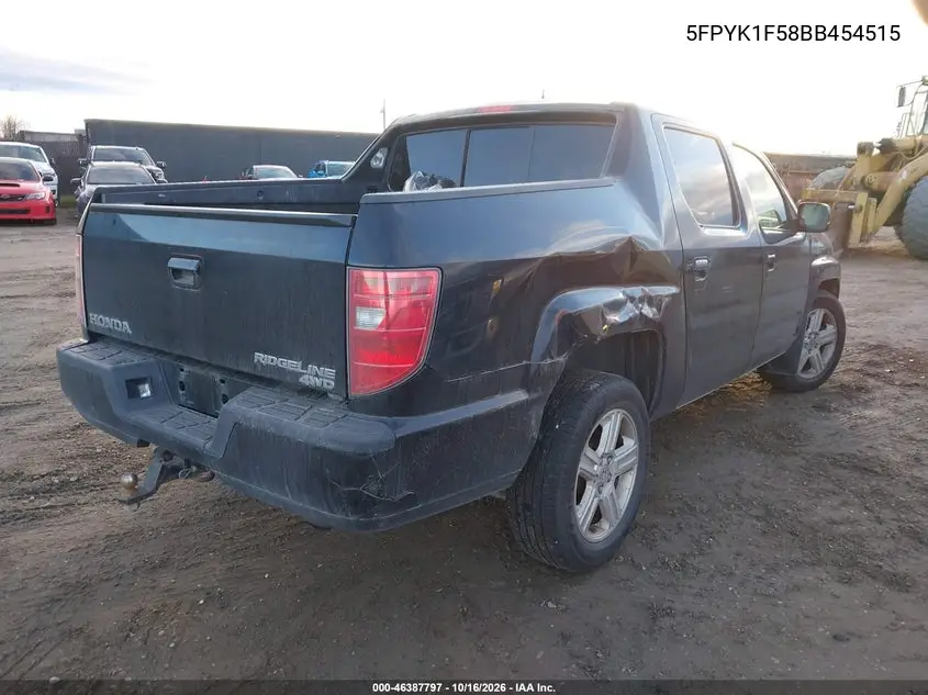 2011 HONDA RIDGELINE VIN 5FPYK1F58BB454515 — фото 4