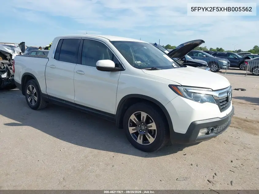HONDA RIDGELINE 2017, VIN 5FPYK2F5XHB005562
