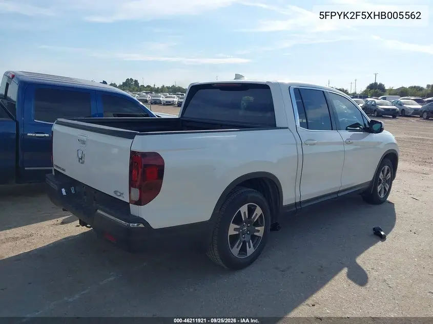 2017 HONDA RIDGELINE VIN 5FPYK2F5XHB005562 — фото 4