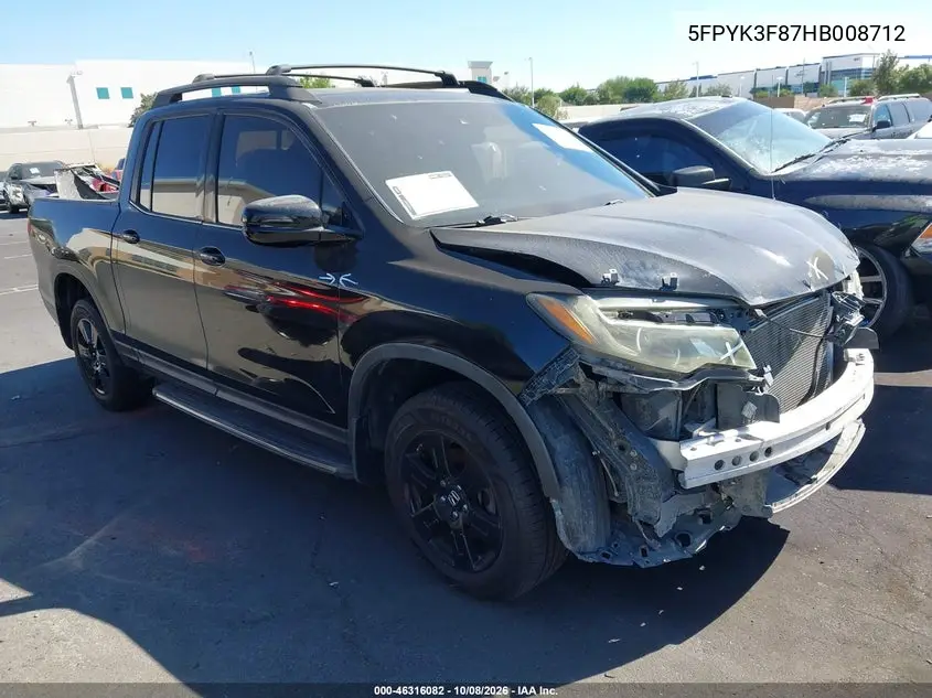 HONDA RIDGELINE 2017, VIN 5FPYK3F87HB008712