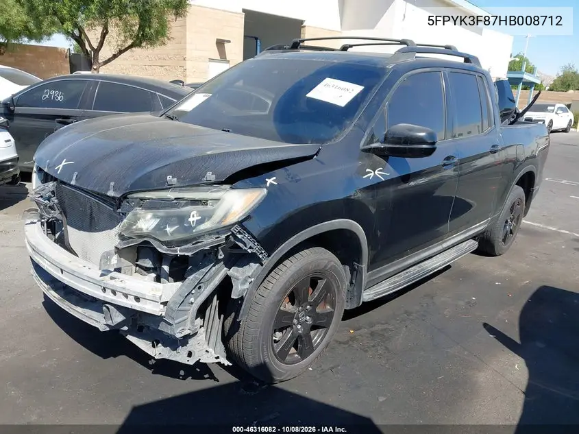 2017 HONDA RIDGELINE VIN 5FPYK3F87HB008712 — фото 2
