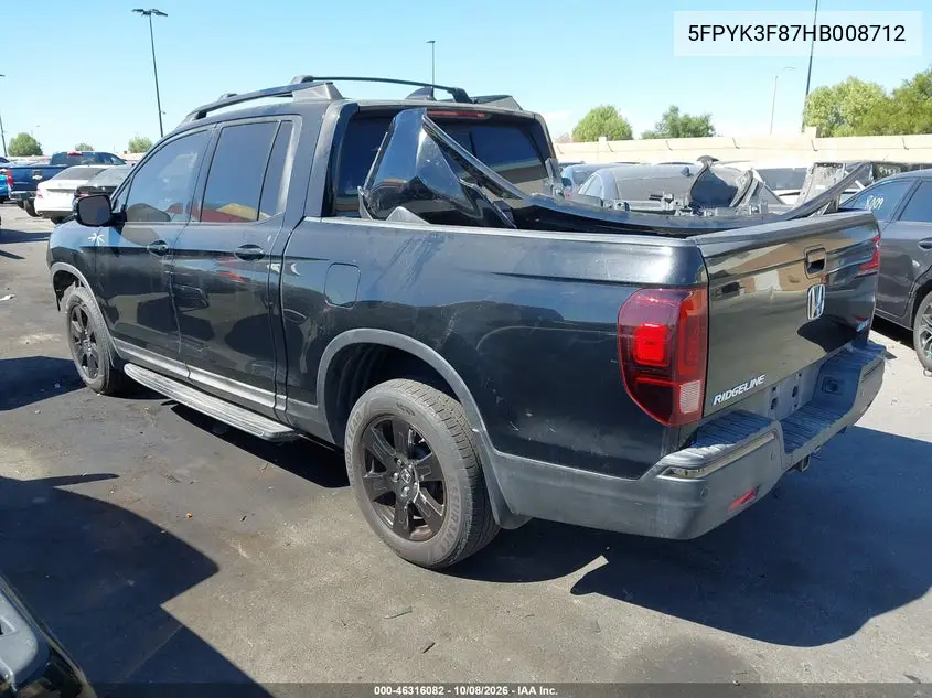 2017 HONDA RIDGELINE VIN 5FPYK3F87HB008712 — фото 3