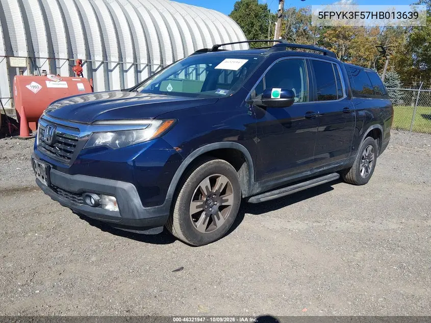 2017 HONDA RIDGELINE VIN 5FPYK3F57HB013639 — фото 2