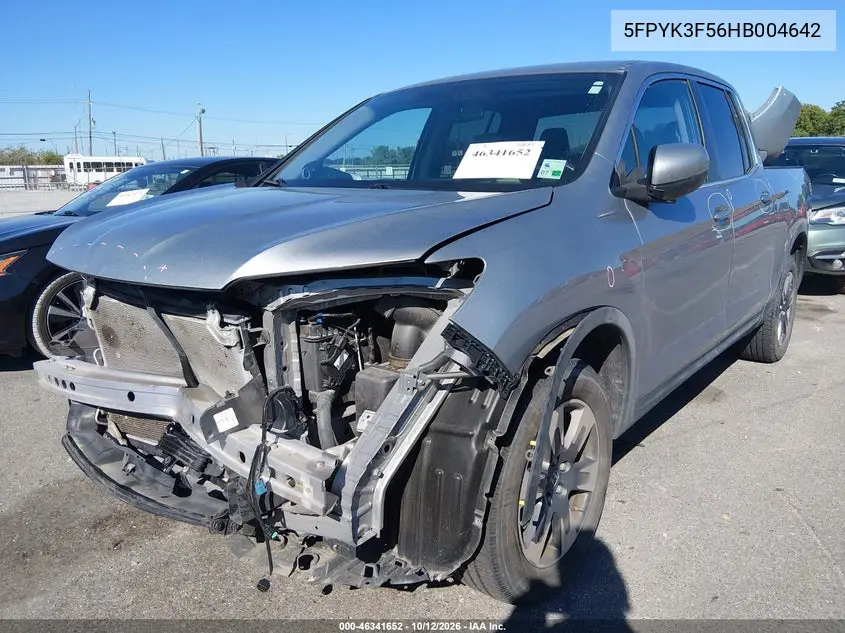 2017 HONDA RIDGELINE VIN 5FPYK3F56HB004642 — фото 2