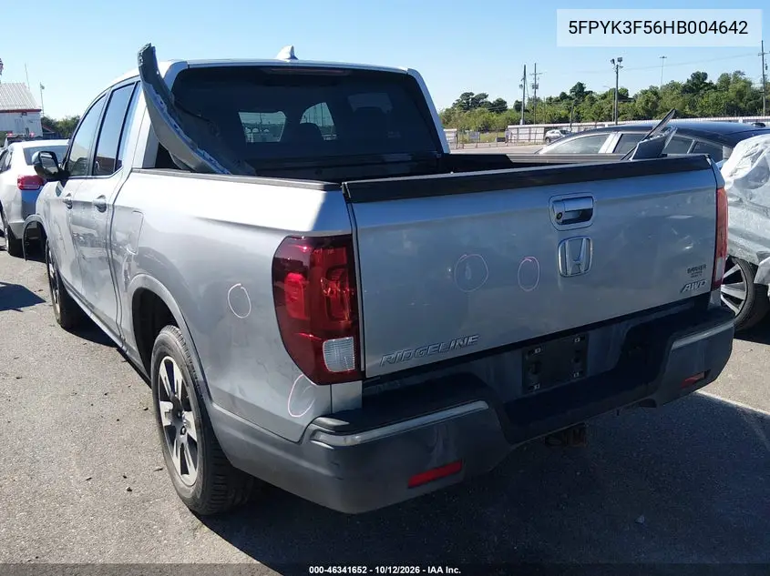 2017 HONDA RIDGELINE VIN 5FPYK3F56HB004642 — фото 3