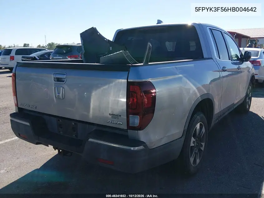 2017 HONDA RIDGELINE VIN 5FPYK3F56HB004642 — фото 4