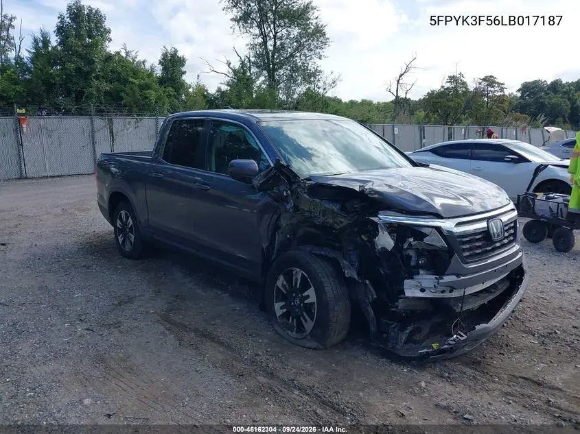 HONDA RIDGELINE 2020, VIN 5FPYK3F56LB017187