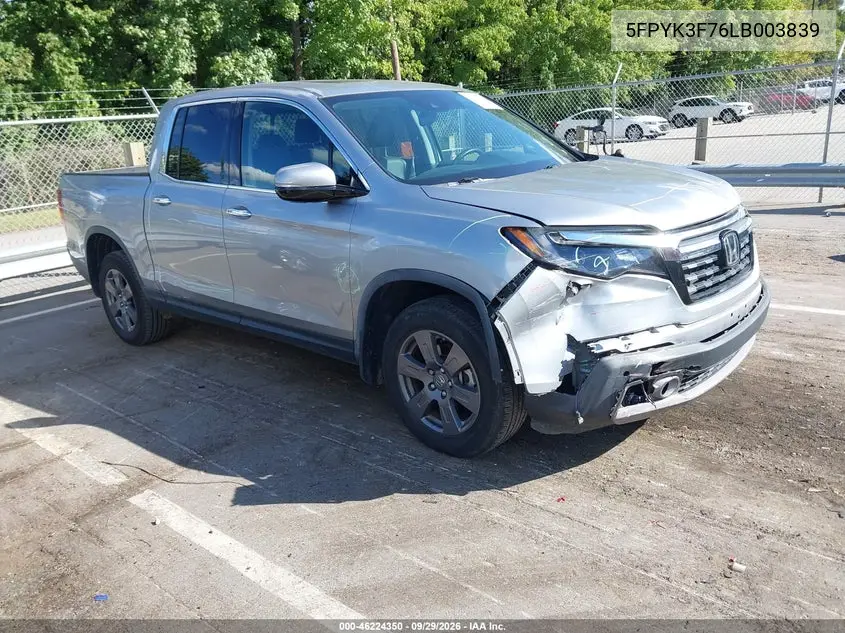 HONDA RIDGELINE 2020, VIN 5FPYK3F76LB003839