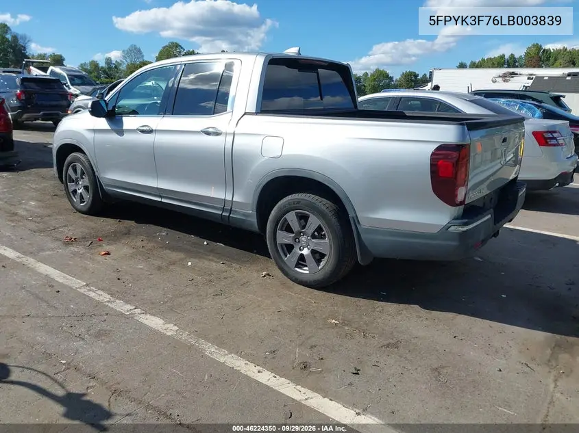 2020 HONDA RIDGELINE VIN 5FPYK3F76LB003839 — фото 3
