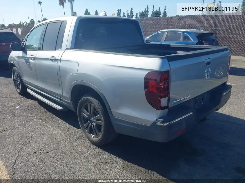 2020 HONDA RIDGELINE VIN 5FPYK2F13LB001195 — фото 3