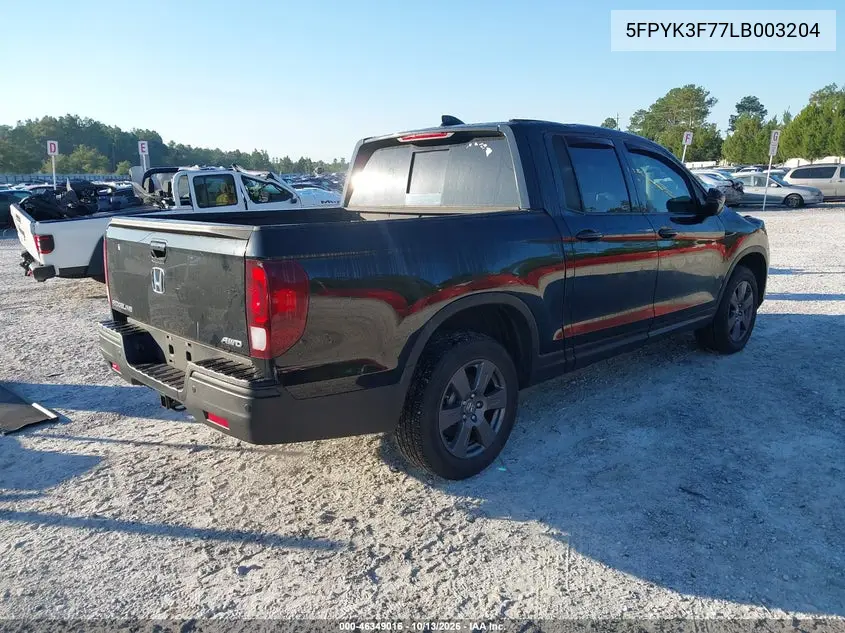 2020 HONDA RIDGELINE VIN 5FPYK3F77LB003204 — фото 4