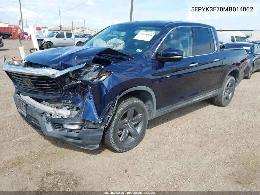 2021 HONDA RIDGELINE VIN 5FPYK3F70MB014062 — фото 2