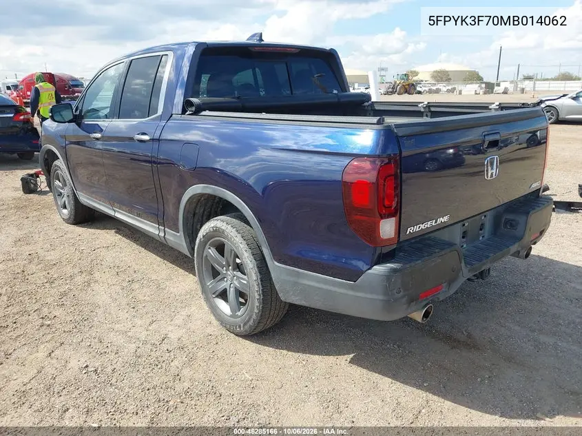 2021 HONDA RIDGELINE VIN 5FPYK3F70MB014062 — фото 3