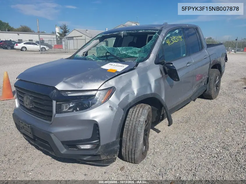 2022 HONDA RIDGELINE VIN 5FPYK3F15NB007878 — фото 2