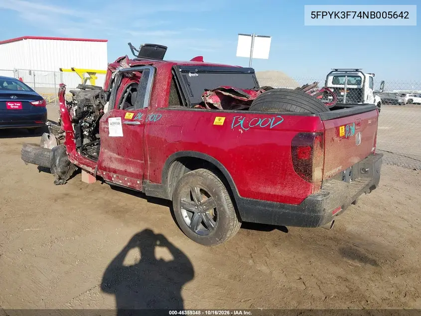 2022 HONDA RIDGELINE VIN 5FPYK3F74NB005642 — фото 3