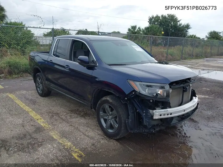 HONDA RIDGELINE 2023, VIN 5FPYK3F51PB026773