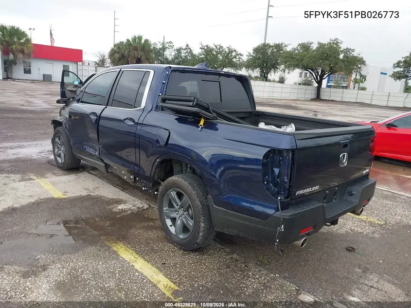 2023 HONDA RIDGELINE VIN 5FPYK3F51PB026773 — фото 3