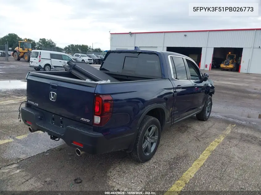 2023 HONDA RIDGELINE VIN 5FPYK3F51PB026773 — фото 4