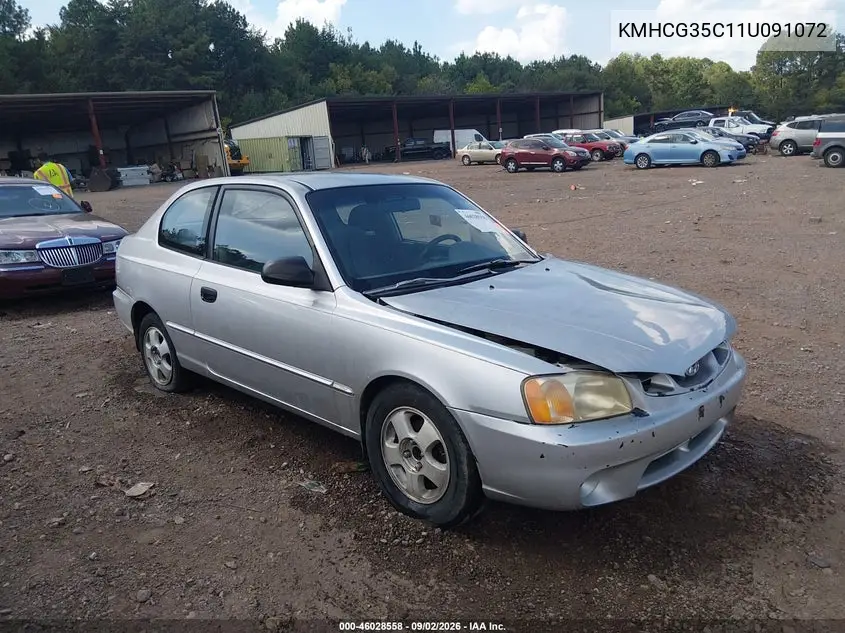 HYUNDAI ACCENT 2001, VIN KMHCG35C11U091072