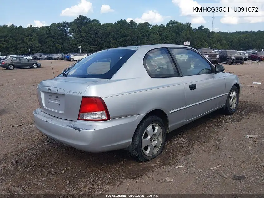2001 HYUNDAI ACCENT VIN KMHCG35C11U091072 — фото 4