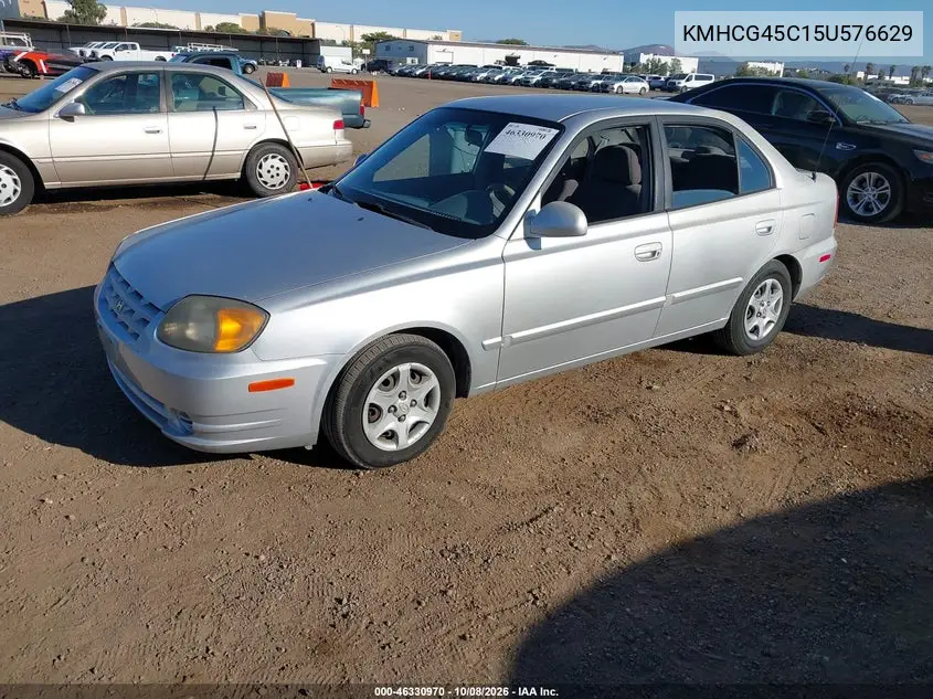 2005 HYUNDAI ACCENT VIN KMHCG45C15U576629 — фото 2