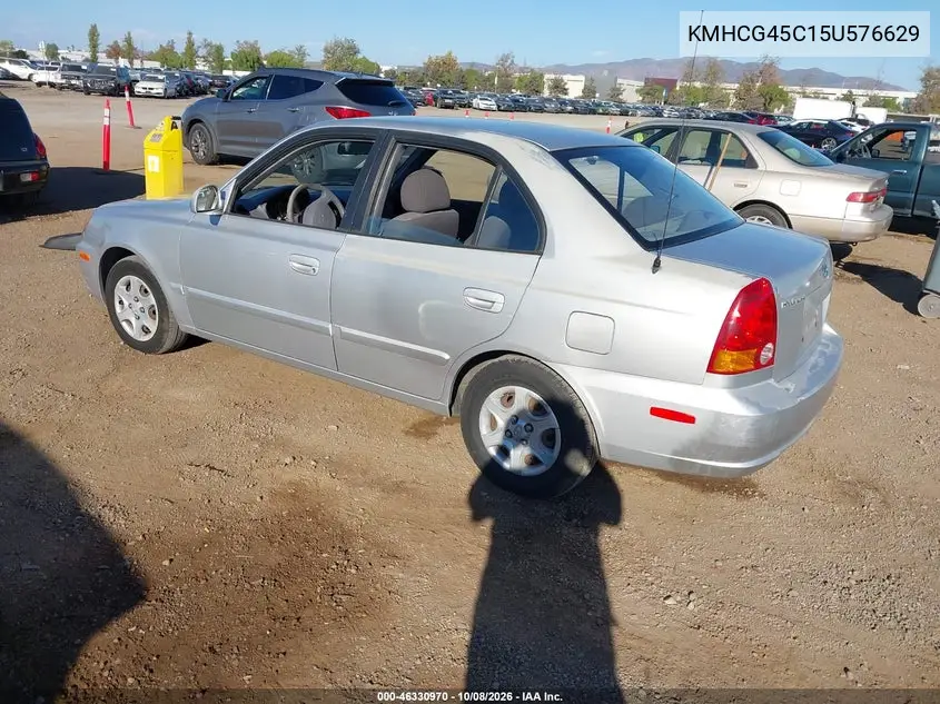 2005 HYUNDAI ACCENT VIN KMHCG45C15U576629 — фото 3