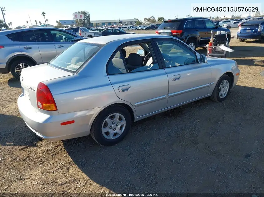 2005 HYUNDAI ACCENT VIN KMHCG45C15U576629 — фото 4