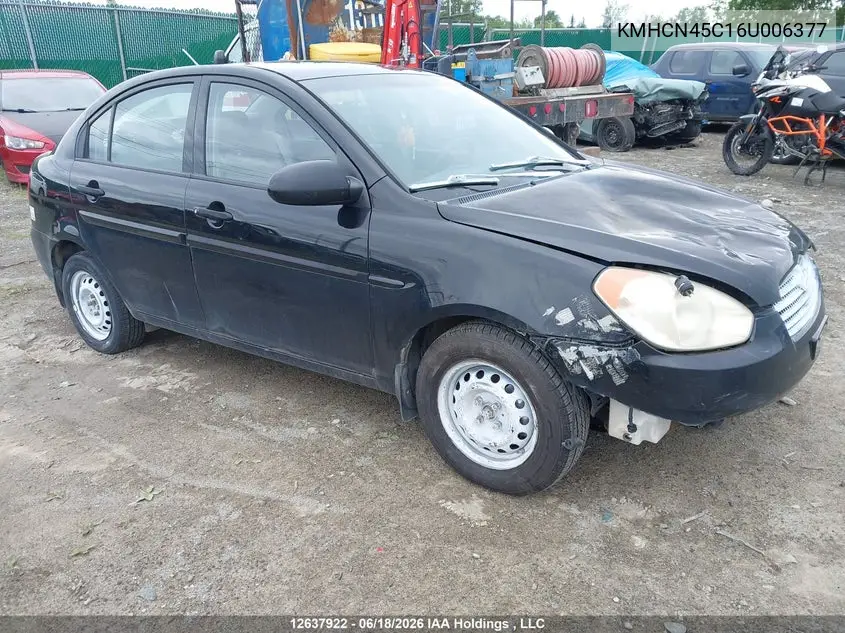 HYUNDAI ACCENT 2006, VIN KMHCN45C16U006377