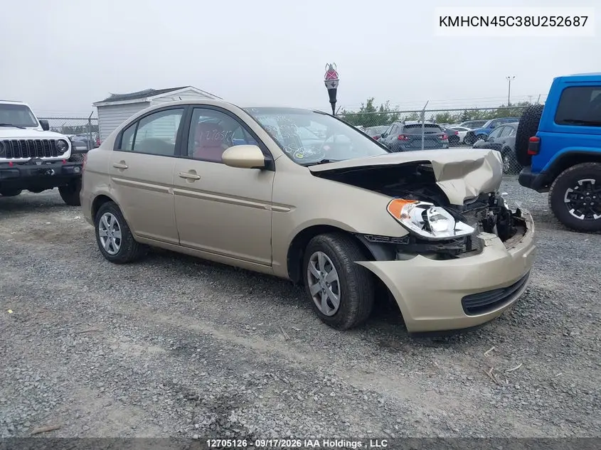 HYUNDAI ACCENT 2008, VIN KMHCN45C38U252687