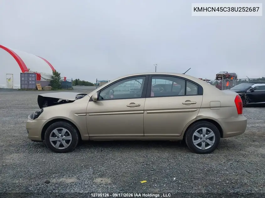 2008 HYUNDAI ACCENT VIN KMHCN45C38U252687 — фото 14