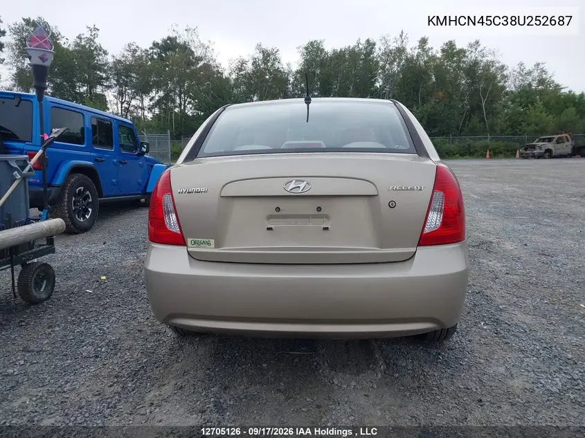 2008 HYUNDAI ACCENT VIN KMHCN45C38U252687 — фото 16