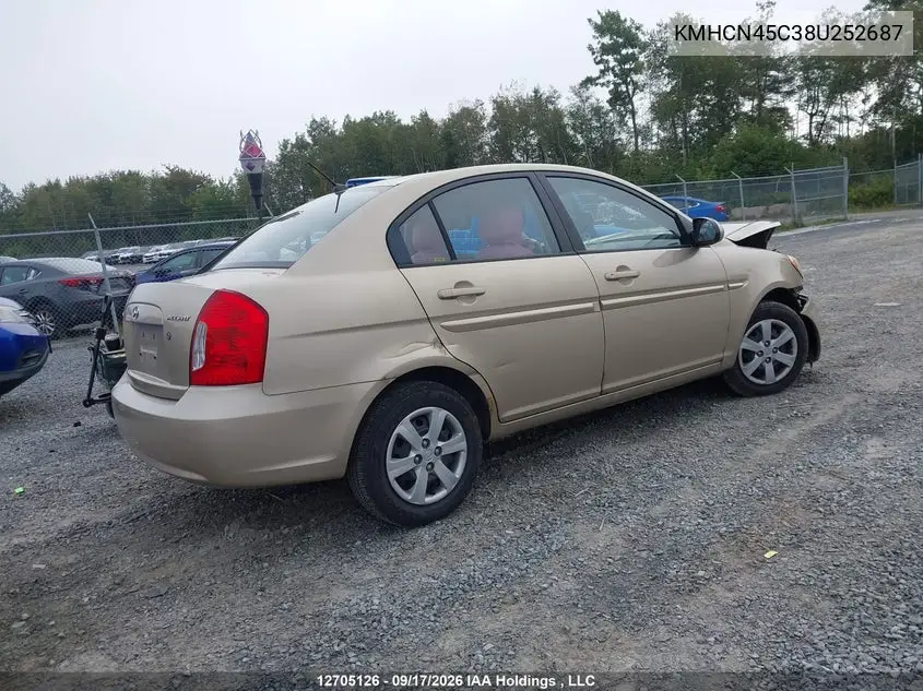 2008 HYUNDAI ACCENT VIN KMHCN45C38U252687 — фото 4