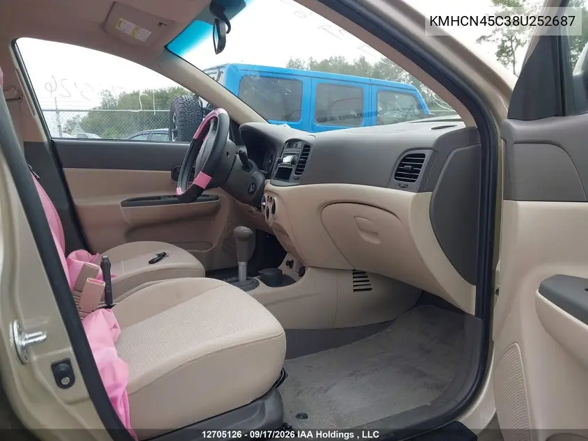 2008 HYUNDAI ACCENT VIN KMHCN45C38U252687 — фото 5