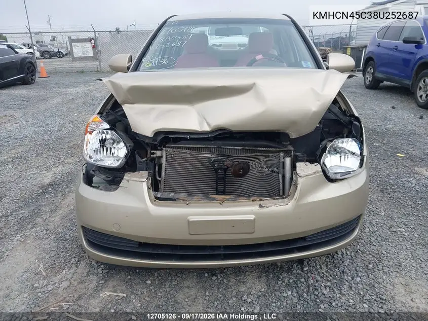 2008 HYUNDAI ACCENT VIN KMHCN45C38U252687 — фото 6
