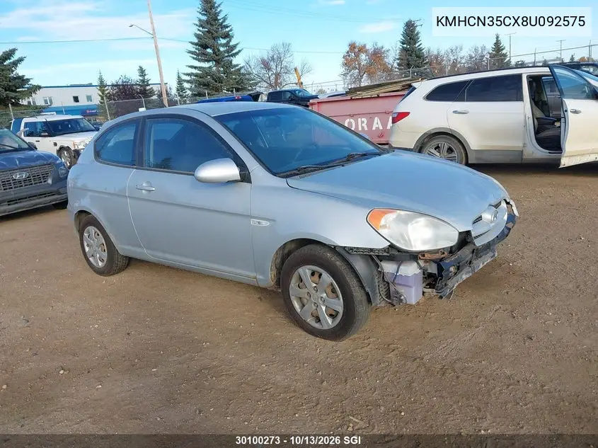 HYUNDAI ACCENT 2008, VIN KMHCN35CX8U092575