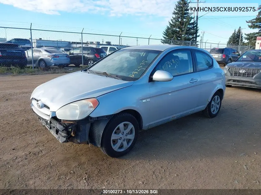 2008 HYUNDAI ACCENT VIN KMHCN35CX8U092575 — фото 2