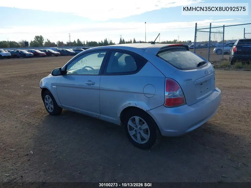 2008 HYUNDAI ACCENT VIN KMHCN35CX8U092575 — фото 3