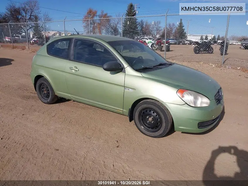 HYUNDAI ACCENT 2008, VIN KMHCN35C58U077708