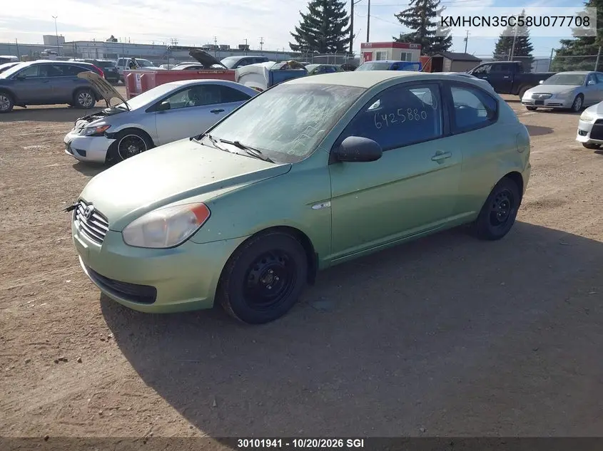 2008 HYUNDAI ACCENT VIN KMHCN35C58U077708 — фото 2
