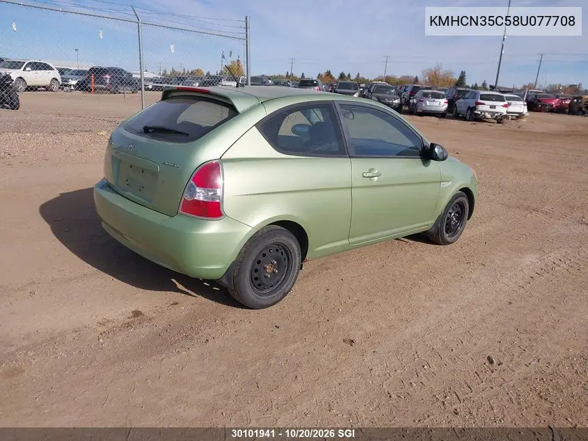 2008 HYUNDAI ACCENT VIN KMHCN35C58U077708 — фото 4
